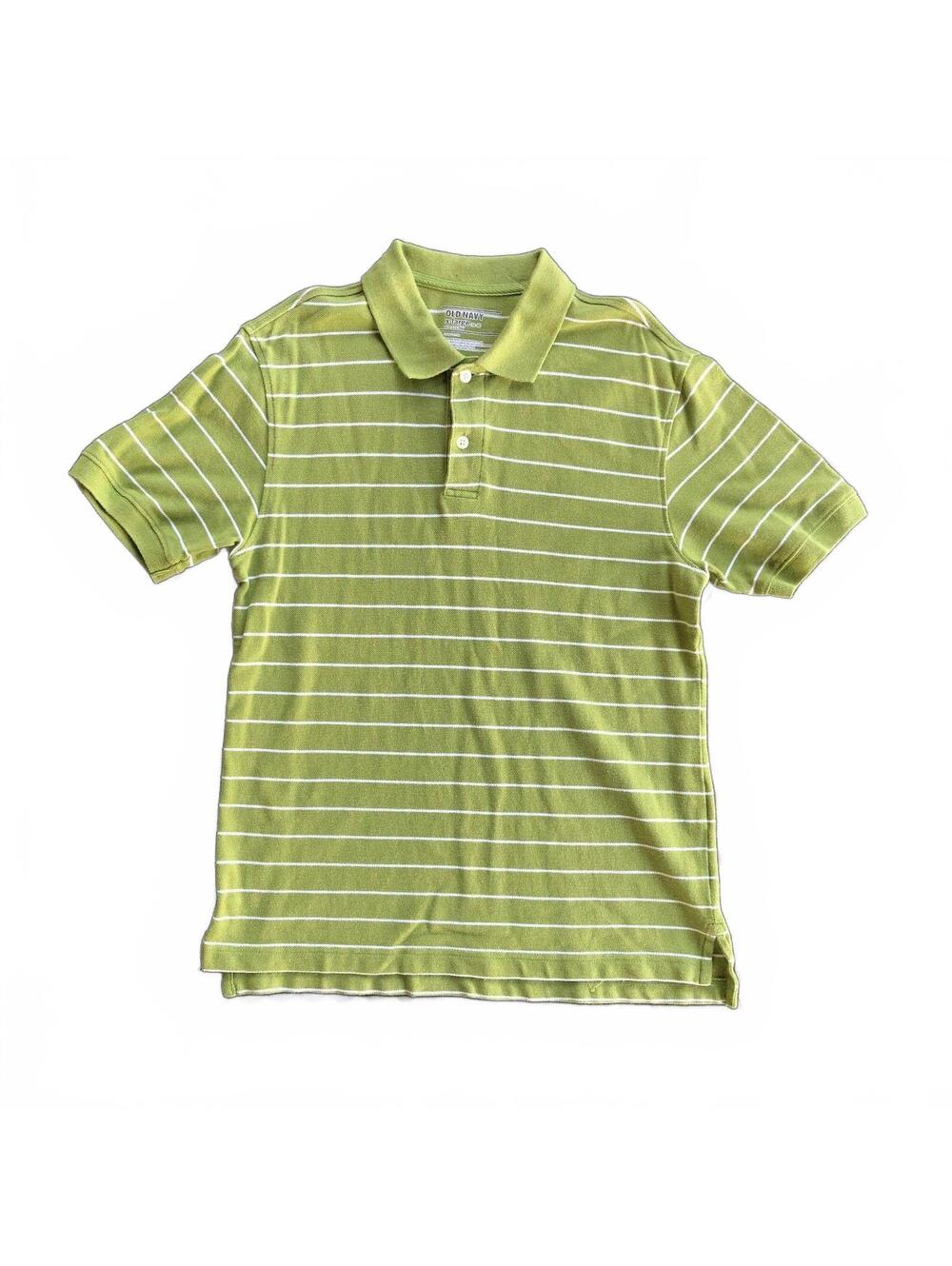 Old Navy Boy's Green Striped Polo Shirt XL 14-18